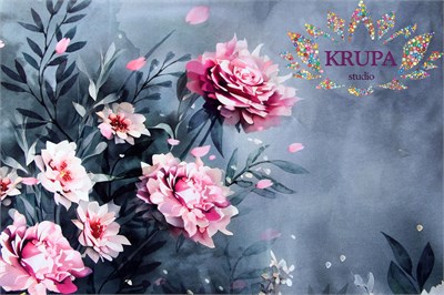 Футер "Пионы на сером" 32165