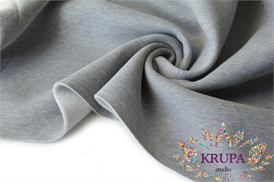 Футер 3-х нитка с начесом велюр эффект "Серый меланж" 32323
